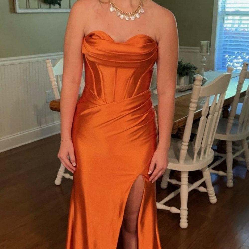 Clairsee design #810824 orange prom dress